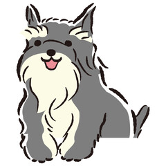 ひょこっと覗いている犬の手描きイラスト