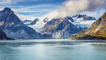 Alaska Mountains landscape in Glacier Bay Alaska, United States, USA. Vacation cruise travel destination.