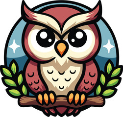 Cute Owl Mascot Cartoon Illustration