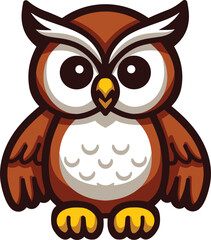 Cute Owl Mascot Cartoon Illustration