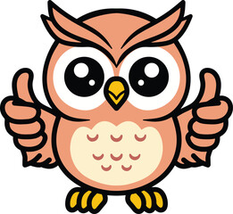 Cute Owl Mascot Cartoon Illustration