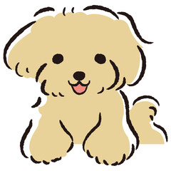 ひょこっと覗いている犬の手描きイラスト