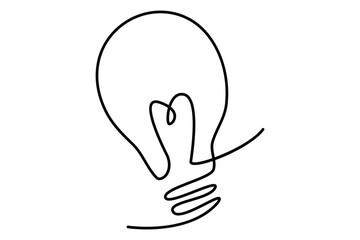 Light bulb isolated on white light bulb one line outline vector art illustration