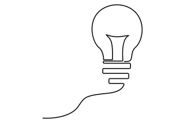 Light bulb isolated on white light bulb one line outline vector art illustration