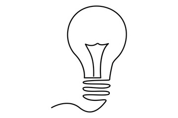 Light bulb isolated on white light bulb one line outline vector art illustration