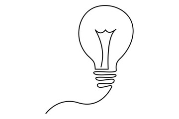 Light bulb isolated on white light bulb one line outline vector art illustration