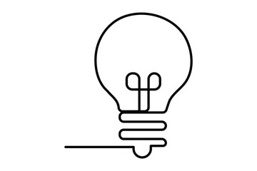 Light bulb isolated on white light bulb one line outline vector art illustration