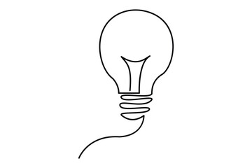 Light bulb isolated on white light bulb one line outline vector art illustration