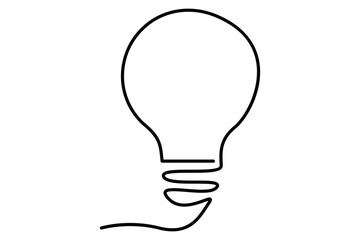 Light bulb isolated on white light bulb one line outline vector art illustration