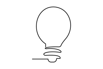 Obraz premium Light bulb isolated on white light bulb one line outline vector art illustration