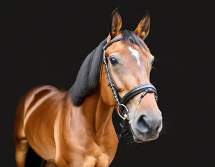 Obraz premium A captivating chestnut horse emerges from the digital canvas