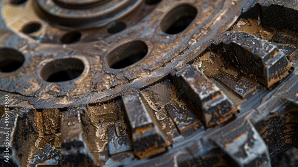 Aufkleber macro shot of a clutch plate with its friction material worn down to a smooth surface from frequent 