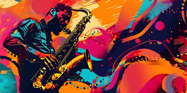 Music band background with watercolor