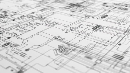 Close-up of a Detailed Architectural Blueprint.