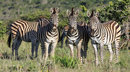 Obraz premium Zebra Behavior Studies: Research on social and feeding behaviors of zebras.