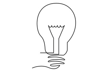 Light bulb isolated on white light bulb one line outline vector art illustration