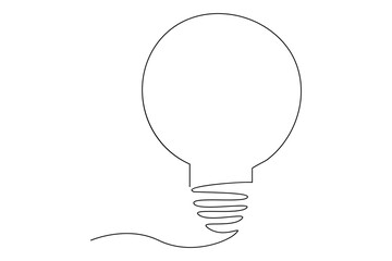 Light bulb isolated on white light bulb one line outline vector art illustration