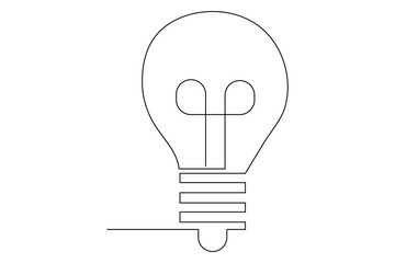 Light bulb isolated on white light bulb one line outline vector art illustration