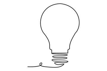Light bulb isolated on white light bulb one line outline vector art illustration