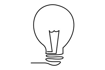 Light bulb isolated on white light bulb one line outline vector art illustration