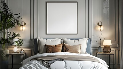 A bedroom interior with a frame