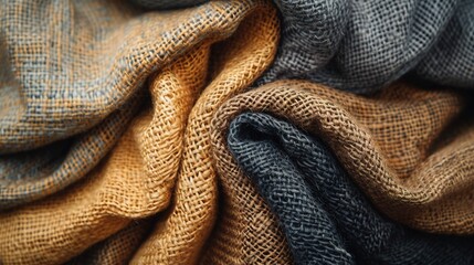 Cozy Knit Haven: A comforting texture of intertwined wool blankets in earthy tones of brown and grey.