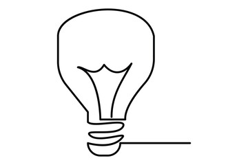 Light bulb isolated on white light bulb one line outline vector art illustration