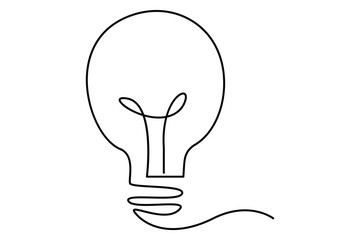 Light bulb isolated on white light bulb one line outline vector art illustration