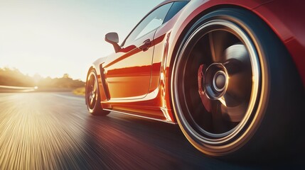 Fototapeta premium closeup racing tire highway speed effect sunny day