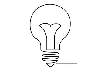 Light bulb isolated on white light bulb one line outline vector art illustration