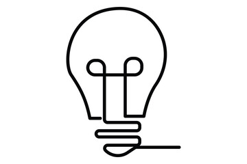 Light bulb isolated on white light bulb one line outline vector art illustration