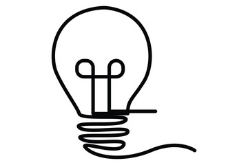 Light bulb isolated on white light bulb one line outline vector art illustration