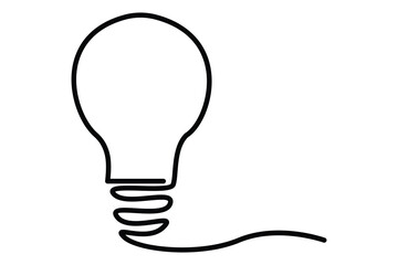 Light bulb isolated on white light bulb one line outline vector art illustration