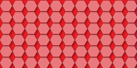 Abstract white and red with hexagon and hexagonal background.  3D futuristic abstract honeycomb mosaic background. luxury white pattern geometric mesh cell texture. abstract 3d hexagonal background.