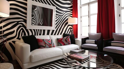 Zebra Print Wallpapers: Designing and using zebra-striped wallpapers for rooms.