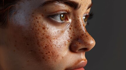 Fototapeta premium A woman with brown hair and brown eyes