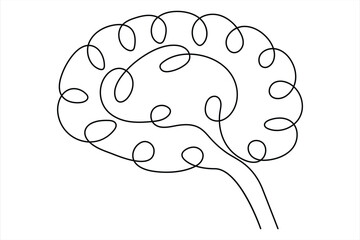 Continuous one line drawing of human brain. Hand drawn minimalism style. brain line art vector illustration