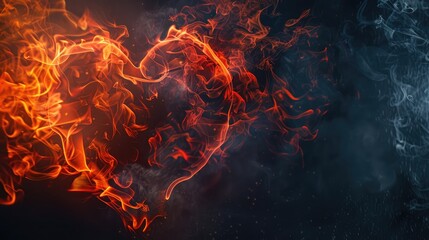 fire heart love passion smoke abstract hot valentine background flame heart black fire shape burning icon design fire tongue warm art phoenix heat