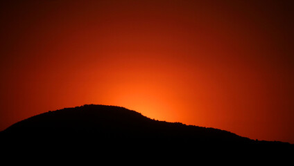 Burning sunset on the mountain