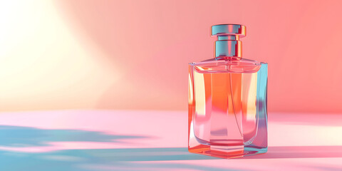 Transparent glass bottle with sprayer holds scented liquid, isolated beauty object for luxury fragrance care