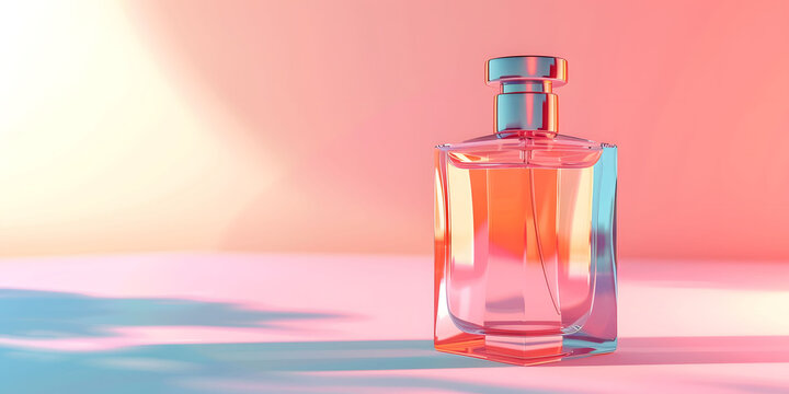 Transparent glass bottle with sprayer holds scented liquid, isolated beauty object for luxury fragrance care