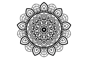 Mandala design, Floral circular mandala design, black and white background with mandala design
