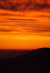 Burning sunset on the mountain