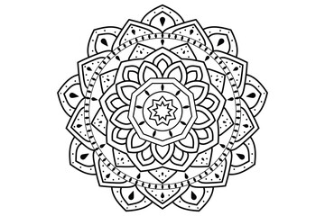 Mandala design, Floral circular mandala design, black and white background with mandala design