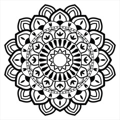 Mandala design, Floral circular mandala design, black and white background with mandala design
