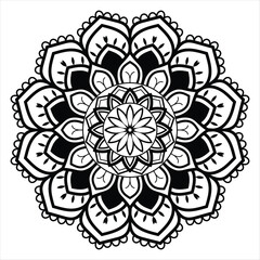 Mandala design, Floral circular mandala design, black and white background with mandala design