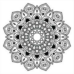 Mandala design, Floral circular mandala design, black and white background with mandala design