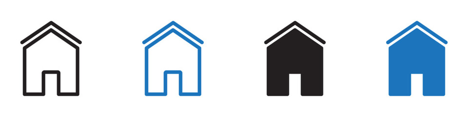 House icon symbol sign collection in white and black