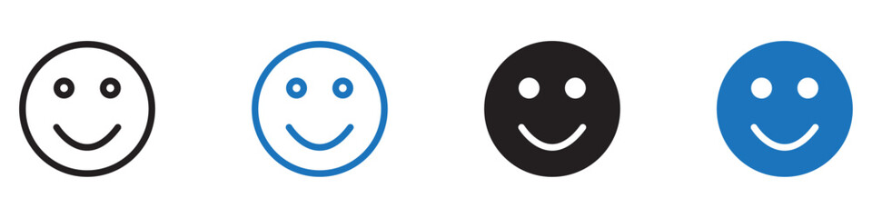 Fototapeta premium Smile icon symbol sign collection in white and black