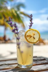 Refreshing Tropical Lemonade on Beach